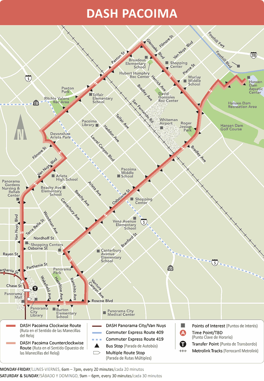 map of proposed DASH Pacoima route